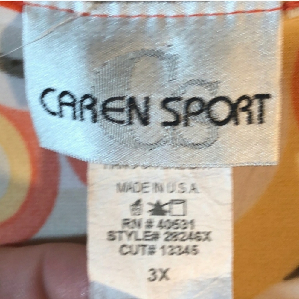 Caren Sport Multicolor Circle Print Blouse, 3X - Picture 4 of 6